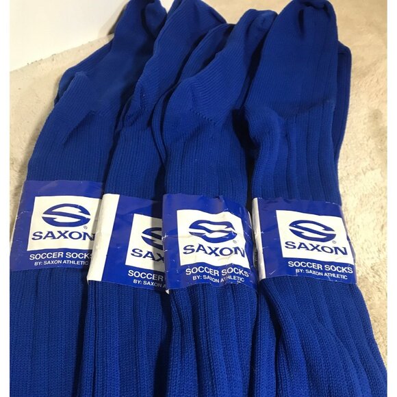 Saxon Blue Soccer Socks Nylon Stretch Size 10-13 Shoe Size 7-12 Pack Of 4 - Picture 2 of 6